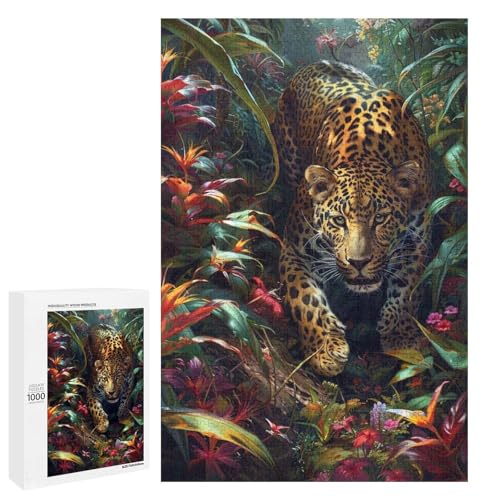 1000 teiliges Puzzle mit Leopardenmotiv für Erwachsene Holzpuzzle anspruchsvolles Spiel (75 x 50 cm) von linghhiming