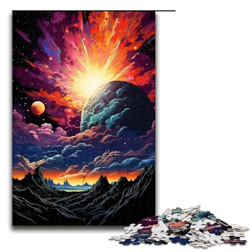 1000 teiliges Puzzle mit Planeten Farblandschaft Holzpuzzle Lernspiele Heimdekoration 1000 Teile (75 x 50 cm) von linghhiming