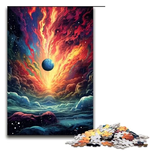 1000 teiliges Puzzle mit Planetenexplosion für Kinder Holzpuzzle Heimkunstdekor 1000 Teile (75 x 50 cm) von linghhiming