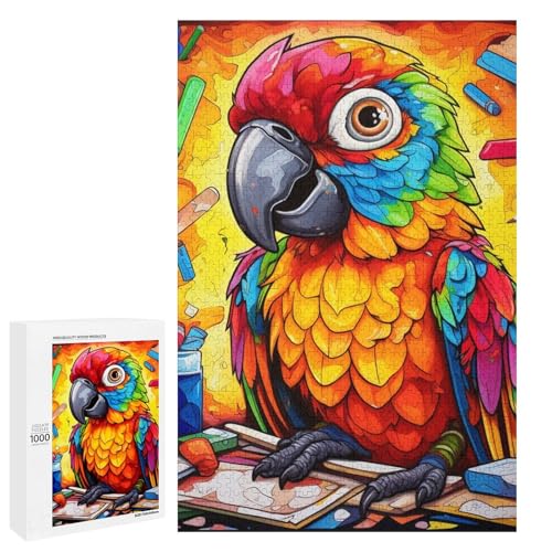 1000 teiliges Puzzle Tiere Vögel Papageien Puzzle für Erwachsene und Kinder Holzpuzzle pädagogisches Spielzeug zum Stressabbau 75 x 50 cm von linghhiming