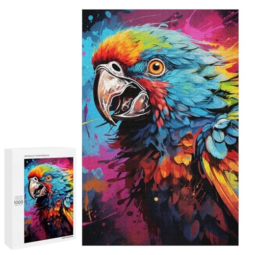 1000 teiliges Puzzle Tiere Vögel Papageien Puzzle für Erwachsene und Kinder Holzpuzzle pädagogisches Spielzeug zum Stressabbau 75 x 50 cm von linghhiming