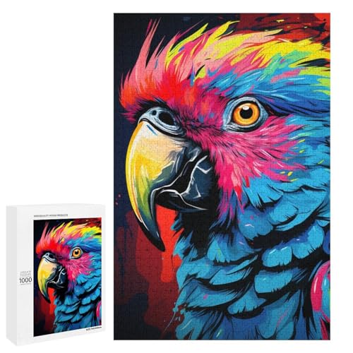 1000 teiliges Puzzle mit Tieren Vögeln Papageien für Erwachsene rundes Holzpuzzle anspruchsvolles Spiel (75 x 50 cm) von linghhiming