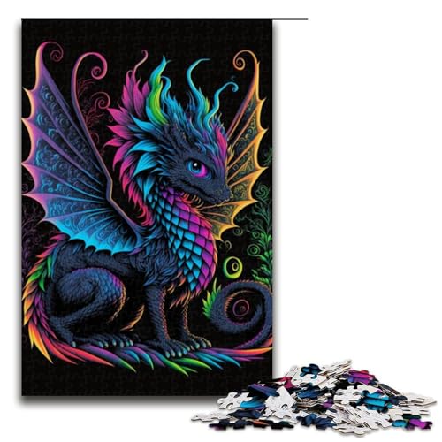 1000 teiliges Puzzle mit Tieren und Drachen Holzpuzzle Lernspiele Heimdekoration 1000 Teile (75 x 50 cm) von linghhiming