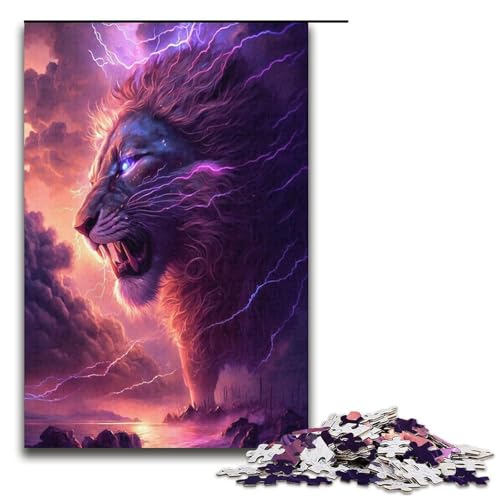1000-teiliges Puzzle mit Tierkunst Löwen-Puzzle für Erwachsene Papierpuzzle Familienspiel 1000 Teile (38 x 26 cm) von linghhiming
