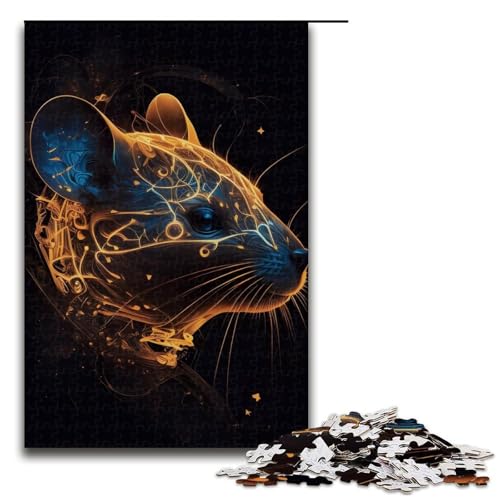 1000-teiliges Puzzle mit Tierratten Holzpuzzle Lernspiele Heimdekoration 1000 Teile (75 x 50 cm) von linghhiming