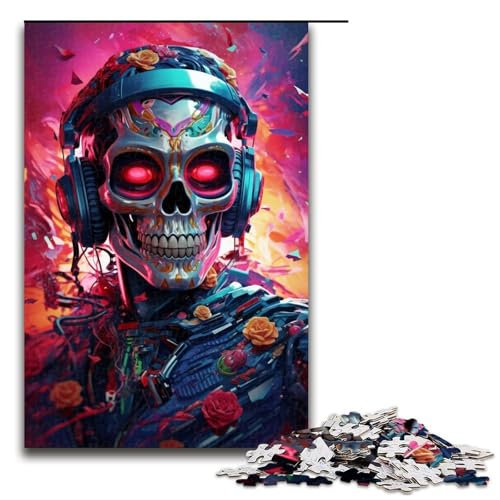 1000-teiliges Puzzle mit Totenköpfen für Erwachsene und Kinder Holzpuzzle pädagogisches Spielzeug zum Stressabbau Puzzle 1000 Teile (75 x 50 cm) von linghhiming