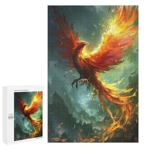 1000 teiliges Puzzle mit Vogel Phönix für Erwachsene und Kinder Holzpuzzle pädagogisches Spielzeug zum Stressabbau (75 x 50 cm) von linghhiming