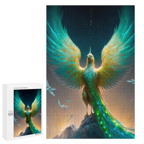 1000 teiliges Puzzle mit Vogel Phönix für Erwachsene und Kinder Holzpuzzle pädagogisches Spielzeug zum Stressabbau (75 x 50 cm) von linghhiming