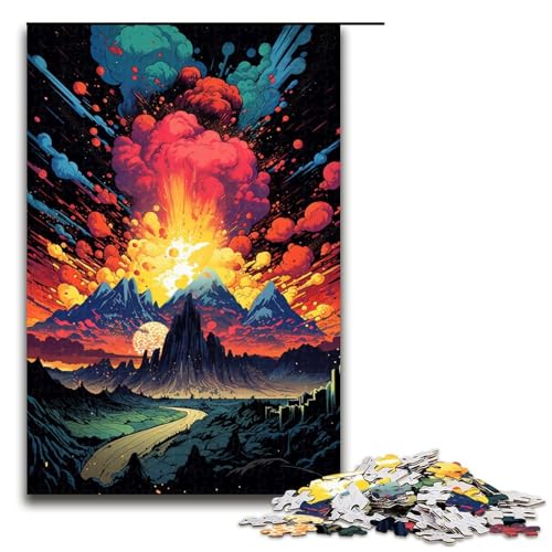1000 teiliges Puzzle mit Vulkanausbrüchen Holzpuzzle Lernspiele Heimdekoration 75 x 50 cm von linghhiming