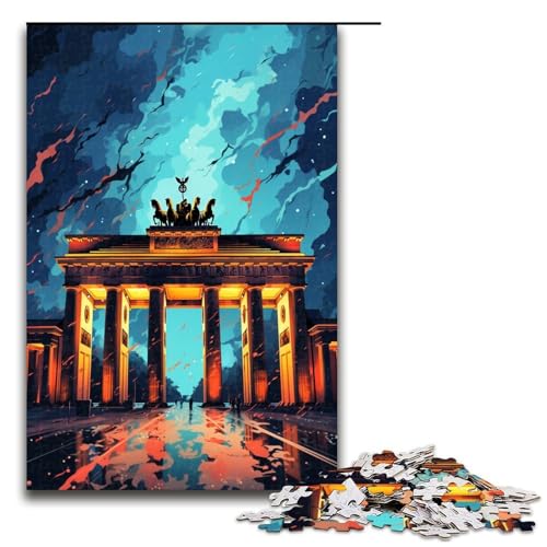 1000-teiliges Puzzle mit bunten Gebäuden für Erwachsene Holzpuzzle Familienspiele 1000 Teile (75 x 50 cm) von linghhiming