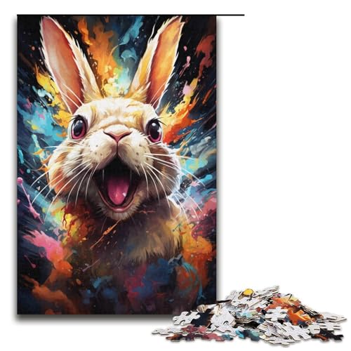 1000-teiliges Puzzle mit bunten Kaninchen-Zeichnungen Geschenk-Puzzles für Erwachsene Weihnachtswunschliste mit Weihnachtsmann für Teenager ab 14 Jahren 1000 Teile (38 x 26 cm) von linghhiming
