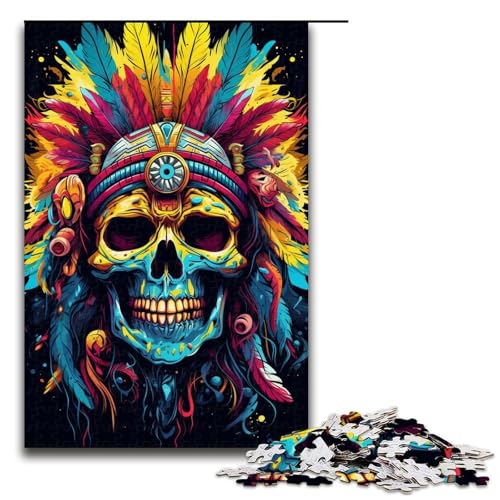 1000 teiliges Puzzle mit indischem Totenkopf für Erwachsene Holzpuzzle anspruchsvolles Spiel 1000 Teile (75 x 50 cm) von linghhiming