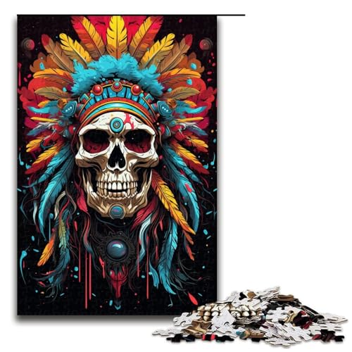 1000 teiliges Puzzle mit indischem Totenkopf für Erwachsene Spaß für die ganze Familie Familienspiel Stressabbau schwieriges Herausforderungspuzzle 1000 Teile (75 x 50 cm) von linghhiming