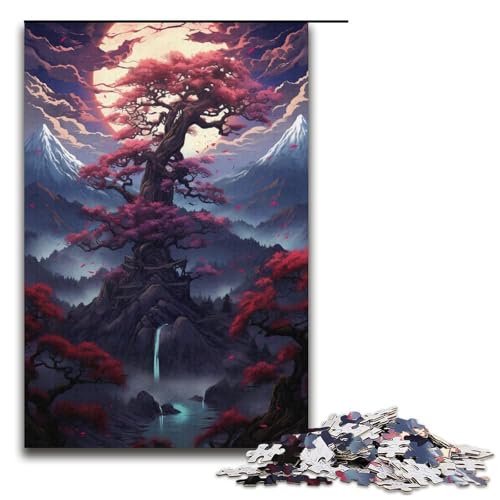 1000 teiliges Puzzle mit japanischen Bäumen und Bergen inspirierend für Kinder Papierpuzzle Heimkunstdekor 1000 Teile (38 x 26 cm) von linghhiming
