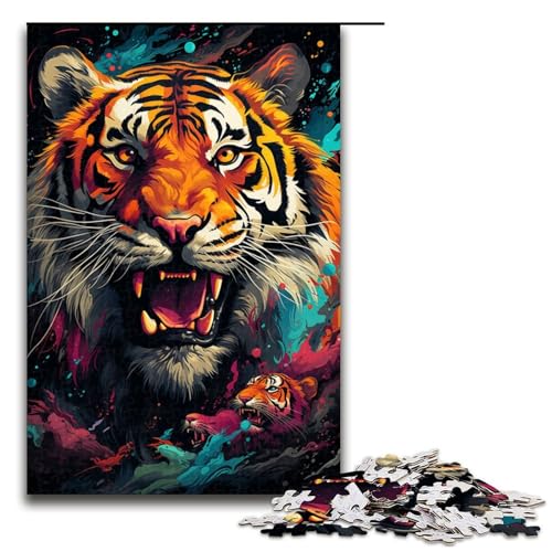 1000 teiliges Puzzle mit majestätischem Tigergemälde für Erwachsene unmögliches Puzzle zum Stressabbau für Teenager ab 14 Jahren 1000 Teile (75 x 50 cm) von linghhiming