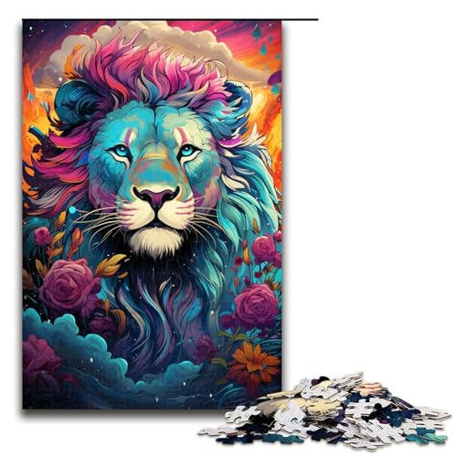 1000 teiliges Puzzle mit mystischem Löwengemälde für Kinder Holzpuzzle Heimkunstdekor 1000 Teile (75 x 50 cm) von linghhiming