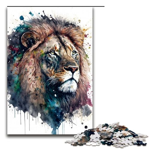 1000 teiliges Puzzle mit wunderschönem Löwenmotiv Holzpuzzle Lernspiele Heimdekoration (75 x 50 cm) von linghhiming