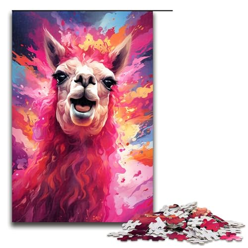 1000 teiliges Puzzle psychedelische Farbmalerei Alpaka Puzzle für Erwachsene Holzpuzzle anspruchsvolles Spiel 1000 Teile (75 x 50 cm) von linghhiming