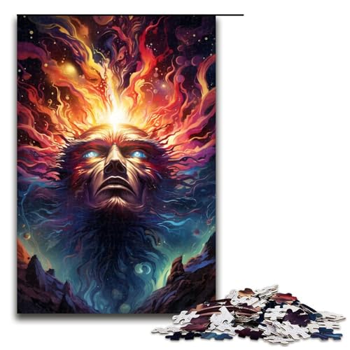 1000 teiliges Puzzle psychedelische Farbmalerei GodJigsaw für Erwachsene und Kinder Holzpuzzle pädagogisches Spielzeug zum Stressabbau Puzzle 1000 Teile (75 x 50 cm) von linghhiming