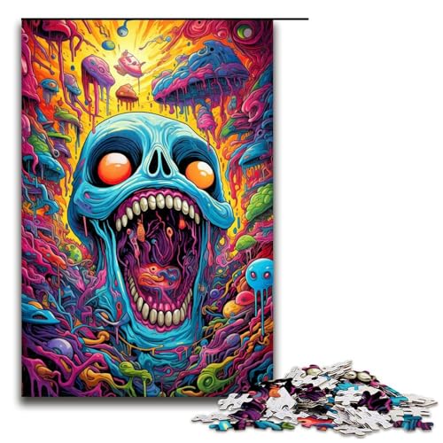 1000 teiliges Puzzle psychedelisches farbenfrohes Monster Puzzle für Erwachsene Holzpuzzle Familienspiel 1000 Teile (75 x 50 cm) von linghhiming