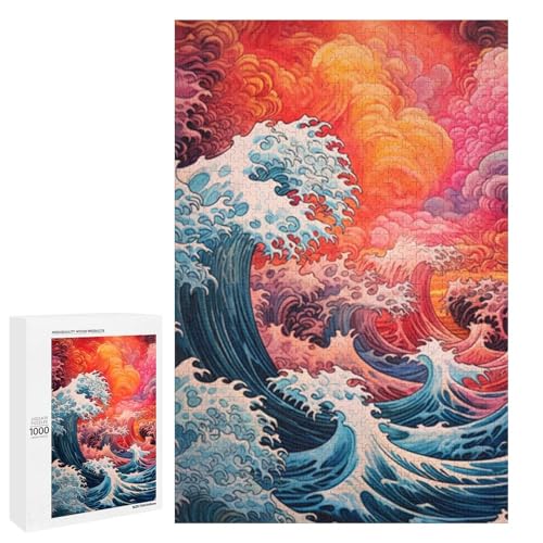 1000 teiliges Puzzle schöne Welle für Erwachsene und Kinder Holzpuzzle pädagogisches Spielzeug zum Stressabbau (75 x 50 cm) von linghhiming