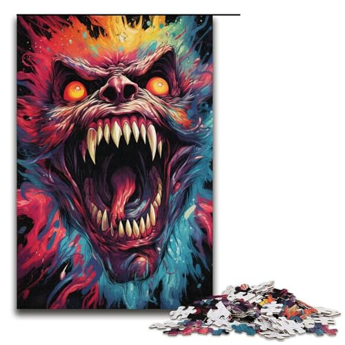1000 teiliges Puzzle zum Malen bunter böser Dämonen für Erwachsene Papierpuzzle Familienspiele 1000 Teile (38 x 26 cm) von linghhiming