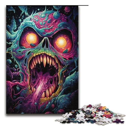 1000 teiliges Puzzle zum Malen bunter böser Dämonen für Erwachsene Papierpuzzle Familienspiele 1000 Teile (38 x 26 cm) von linghhiming