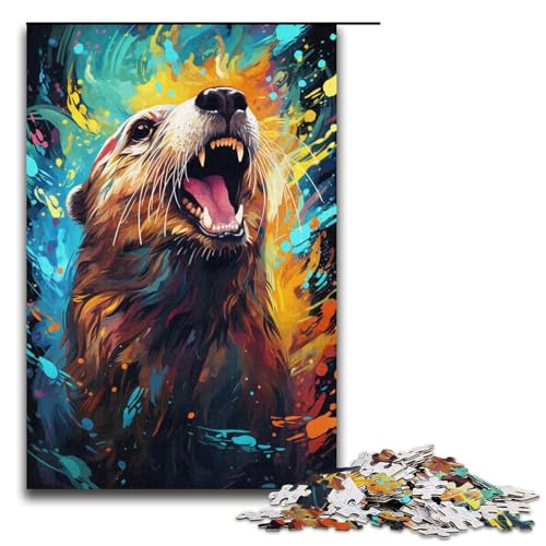 1000 teiliges Puzzle zum Malen farbenfrohe Seeotter Puzzles für Erwachsene Papierpuzzle Familienspiele 1000 Teile (38 x 26 cm) von linghhiming