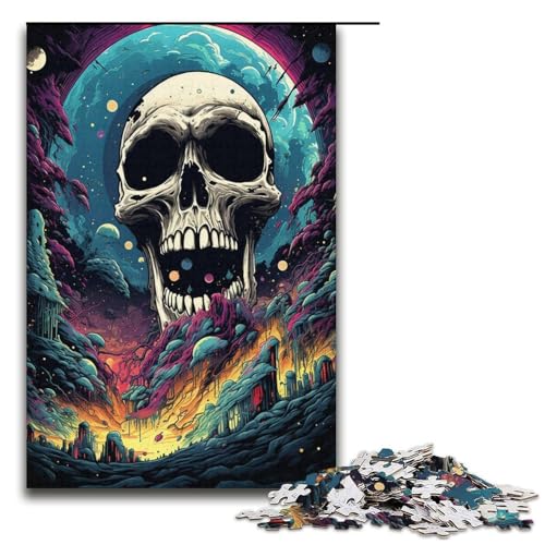 1000 teiliges Puzzle zum Malen mit Buntem Planetenschädel für Erwachsene Papierpuzzle Familienspiele 1000 Teile (38 x 26 cm) von linghhiming
