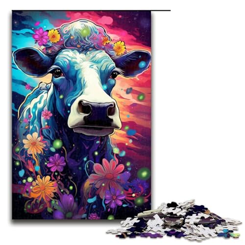 1000-teiliges Puzzlespiel „Bunte Kühe“ für Erwachsene geeignet für Paare und Teenager ab 14 Jahren 1000 Teile (75 x 50 cm) von linghhiming
