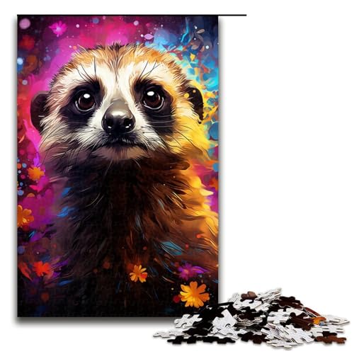 1000 teiliges Puzzlespiel Erdmännchen Malkunst für Erwachsene geeignet für Paare und Teenager ab 14 Jahren 1000 Teile (75 x 50 cm) von linghhiming