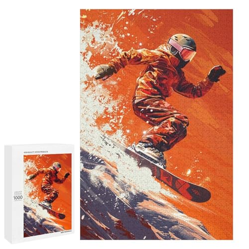 1000 teiliges Snowboard Puzzle für Erwachsene Holzpuzzle Familienspiele (75 x 50 cm) von linghhiming