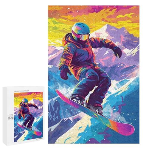 1000 teiliges Snowboard Puzzle für Kinder Holzpuzzle Heimkunstdekor (75 x 50 cm) von linghhiming