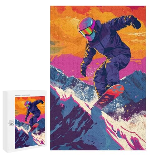 1000 teiliges Snowboard Puzzle für Kinder Holzpuzzle Heimkunstdekor (75 x 50 cm) von linghhiming