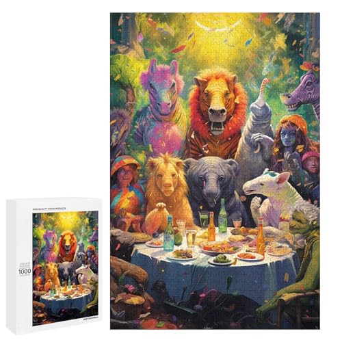 1000 teiliges Tierparty Puzzle für Kinder Holzpuzzle Heimkunstdekor 75 x 50 cm 1000 teiliges Tierparty Puzzle für Kinder Holzpuzzle Heimkunstdekor 75 x 50 cm von linghhiming