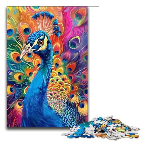 1000 teiliges Tier Pfauen Puzzle für Erwachsene Holzpuzzle Familienspiele 1000 Teile (75 x 50 cm) von linghhiming