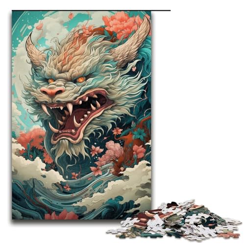 1000 teiliges Tier Puzzle mit Buntem Drachenmotiv für Kinder Holzpuzzle Heimkunst Dekoration 1000 Teile (75 x 50 cm) von linghhiming