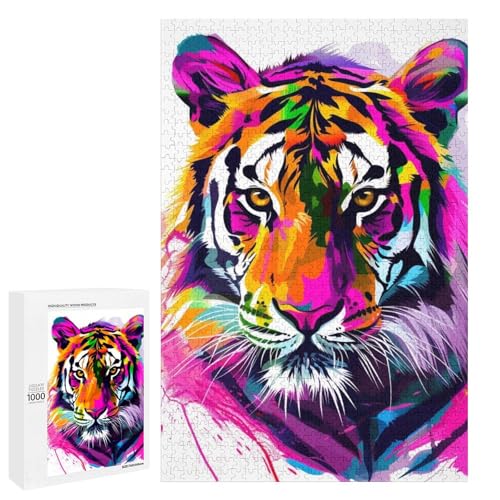 1000 teiliges Puzzle Tiger für Erwachsene Holzpuzzle anspruchsvolles Spiel (75 x 50 cm) von linghhiming