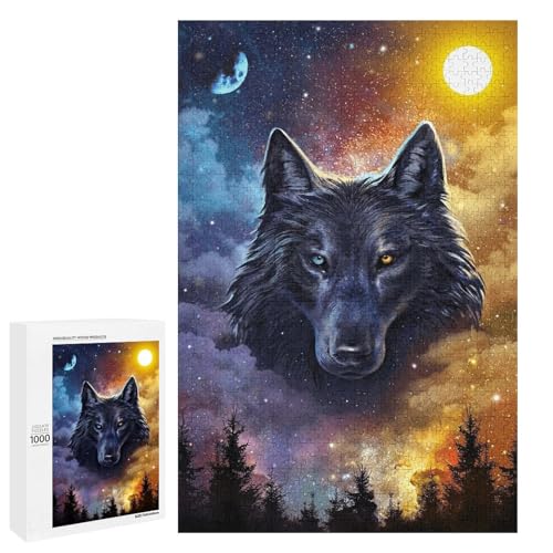 1000 teiliges Wolf Puzzle für Kinder Holzpuzzle Heimkunstdekor (75 x 50 cm) von linghhiming