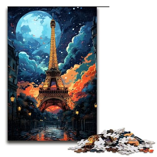 1000-teiliges buntes Eiffelturm-Puzzle für Erwachsene Holzpuzzle Familienspiele 1000 Teile (75 x 50 cm) von linghhiming