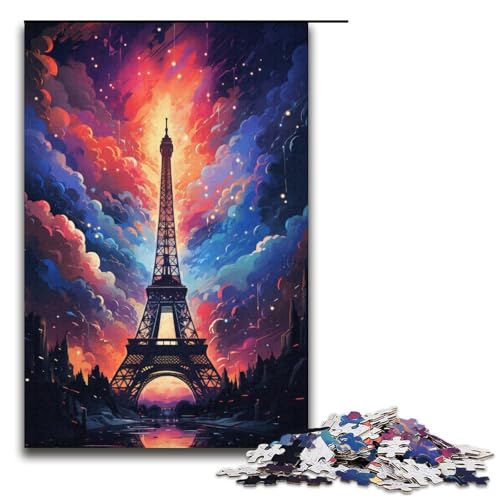 1000-teiliges buntes Eiffelturm-Puzzle für Erwachsene Papierpuzzle Familienspiele 1000 Teile (38 x 26 cm) von linghhiming