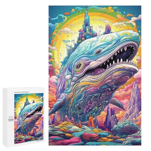 1000 teiliges psychedelisches Wal Puzzle für Kinder Holzpuzzle Heimkunst Dekoration (75 x 50 cm) von linghhiming