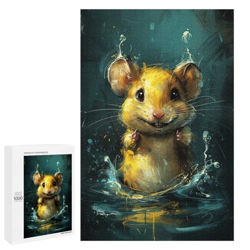 1000 teiliges süßes kleines gelbes Maus Puzzle für Kinder Holzpuzzle Heimkunst Dekor 75 x 50 cm von linghhiming