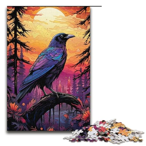 Buntes Fantasy-Krähen-Puzzle mit 1000 Teilen für Erwachsene Puzzle als Geschenk geeignet für Jugendliche ab 14 Jahren 1000 Teile (38 x 26 cm) von linghhiming