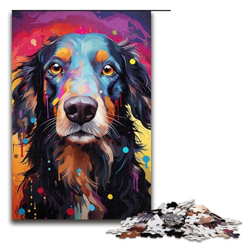 Farbenfrohes psychedelisches Gemälde eines Saluki Hundes 1000 teiliges Puzzle für Erwachsene Puzzle als Geschenk geeignet für Teenager ab 14 Jahren (Größe 75 x 50 cm) von linghhiming