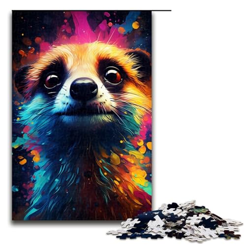 Gemäldekunst Erdmännchen 1000 teiliges Puzzle für Erwachsene Puzzle als Geschenk geeignet für Jugendliche ab 14 Jahren 1000 Teile (75 x 50 cm) von linghhiming