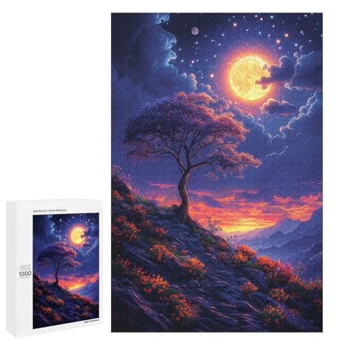 1000 Teile für Erwachsene und Kinder von Jigsaw Wolken und Blumen in den Bergen Puzzles für Erwachsene Holzpuzzle (75 x 50 cm) von linghhiming