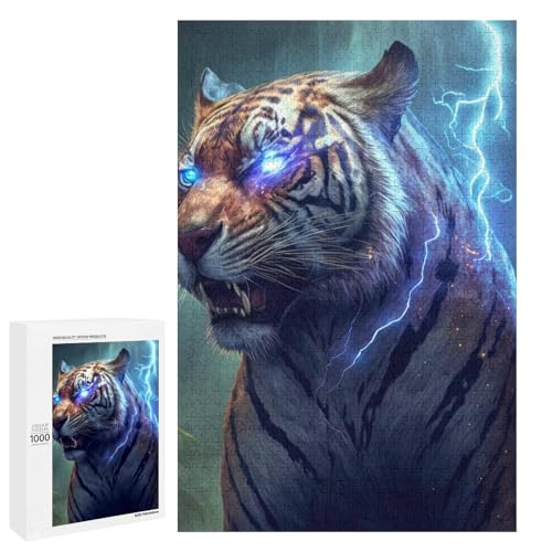 Lightning Tiger Puzzle 1000 Teile für Erwachsene Holzpuzzle Familienspiele (75 x 50 cm) von linghhiming