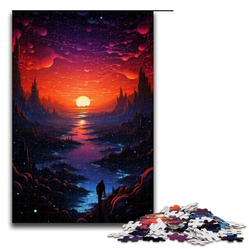 Nachtansicht unter dem Sternenhimmel 1000 teiliges Puzzle für Erwachsene Puzzle als Geschenk geeignet für Teenager ab 14 Jahren 1000 Teile (75 x 50 cm) von linghhiming