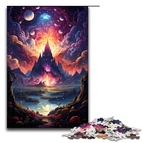 Puzzle „Buntes psychedelisches Traumland 1000 Teile Holzpuzzle für Erwachsene und Kinder ab 14 Jahren lustiges Familienpuzzle (Größe 75 x 50 cm) von linghhiming